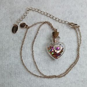 Claire's Heart Glass Butterfly Pendant BFF Necklace with Gold Toned Chain